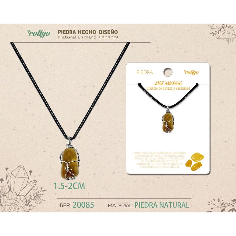 Colgante Piedra Jade Amarillo con engarce de alambre