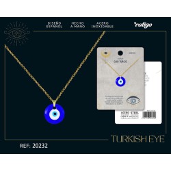 Collar Ojo Turco Acero Color Dorado (P2)