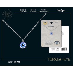 Collar Ojo Turco Acero Color Plateado Modelo A (P2)