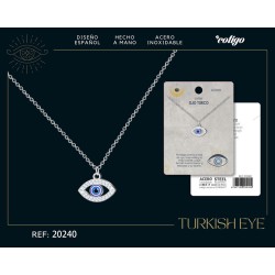 Collar Ojo Turco Acero Color Plateado Modelo B (P2)