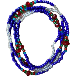 Collar Olokun 9 x 9 (Azul-Cristal Plata-Rojo) (1V) (90 cm) ·