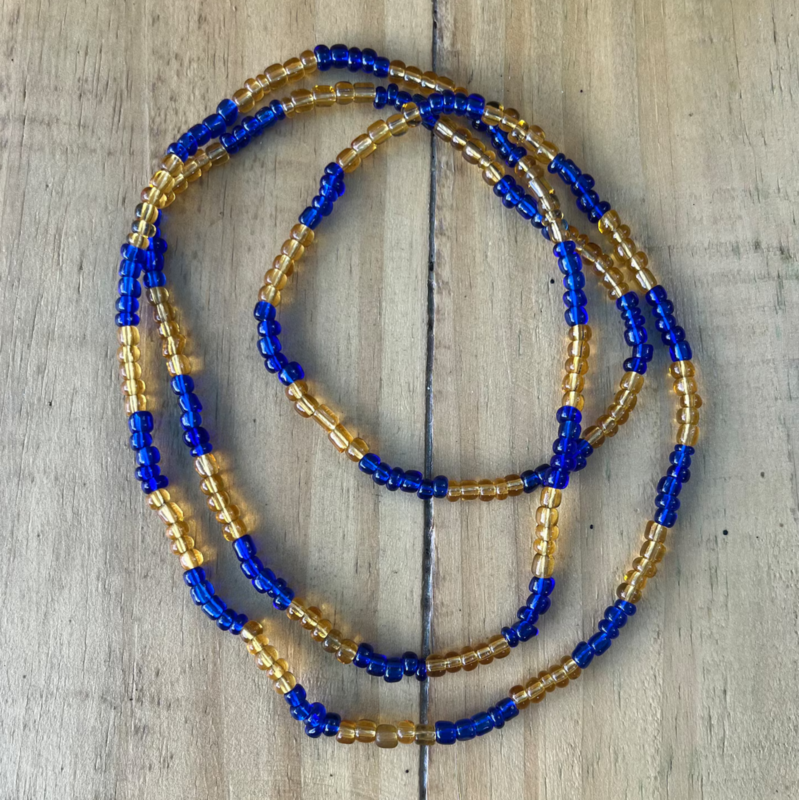 Collar Santeria Ochosi 5 x 5 (Azul-Dor) (1V) (90 cm) ·