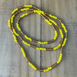Collar Santeria Ochun 5 x 5 (Amarillo-Cristal Dorado) (1V)