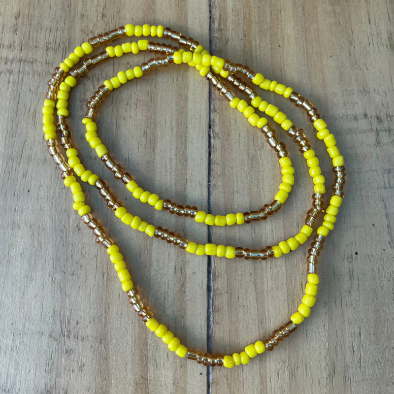 Collar Santeria Ochun 5 x 5 (Amarillo-Cristal Dorado) (1V)