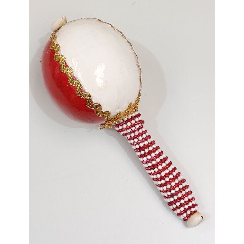 Maraca Chango 20 cm Decorada (Cuentas y Cauries)