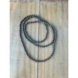 Collar Orunmila Tradicional 1 x 1 (Verde-Rojo) (1V) (90 cm)
