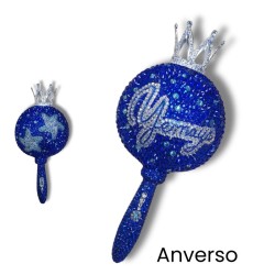 Maraca Yemanja 25 cm - Corona y cristales