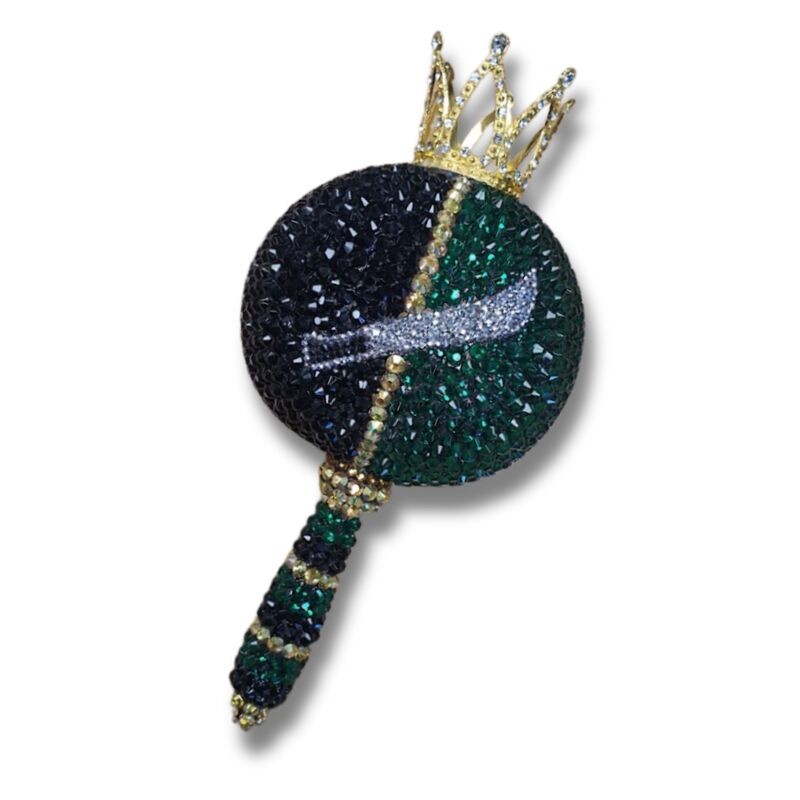 Maraca Oggun 23 cm - decorada con corona y cristales