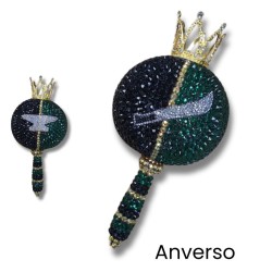 Maraca Oggun 23 cm - decorada con corona y cristales