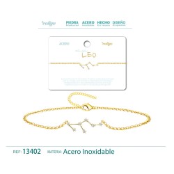 Pulsera Mapa Estelar Del Zodiaco Leo Acero Dorado (P2)