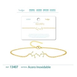 Pulsera Mapa Estelar Del Zodiaco Escorpio Acero Dorado (P2)