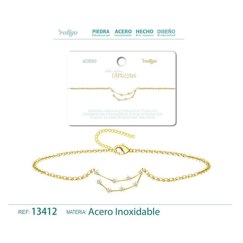 Pulsera Mapa Estelar Del Zodiaco Capricornio Acero Dorado