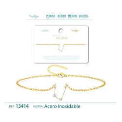 Pulsera Mapa Estelar Del Zodiaco Acuario Acero Dorado (P2)