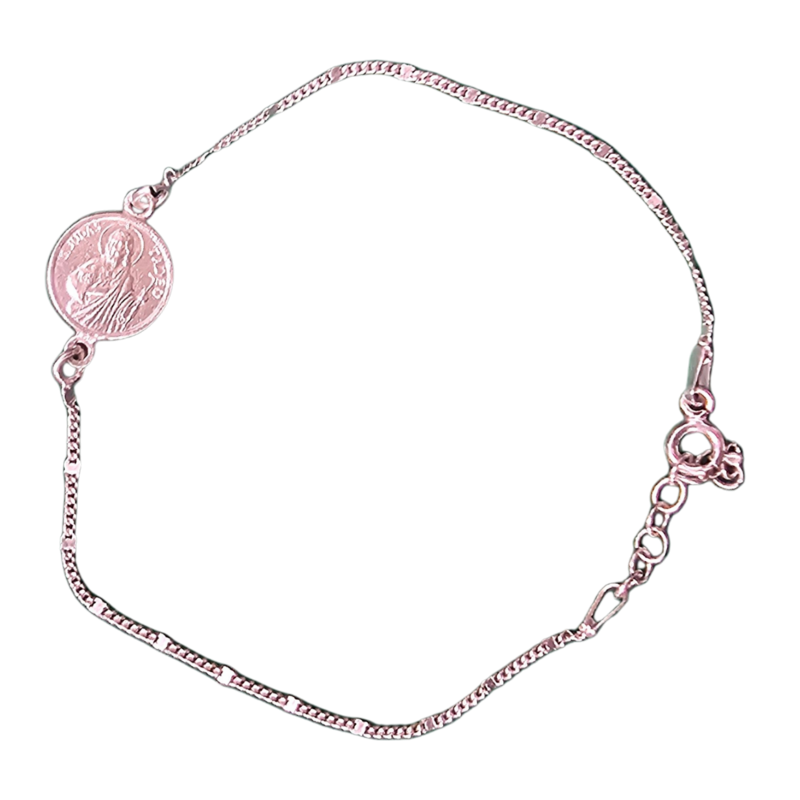 Pulsera Plata San Judas Tadeo 17-20 cm (Ajustable)