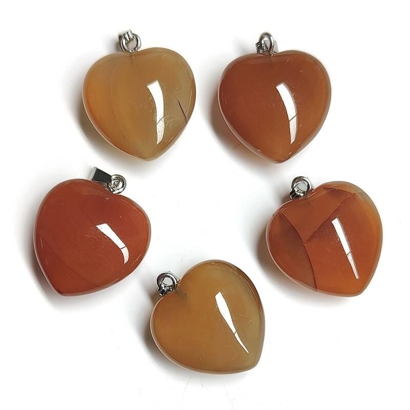 Colgante Corazon Carneola 20 mm (Engarce Acero)