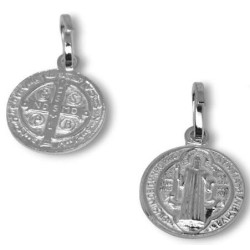 Amuleto Plata Medalla San Benito Mini (Reverso Cruz 1 cm)