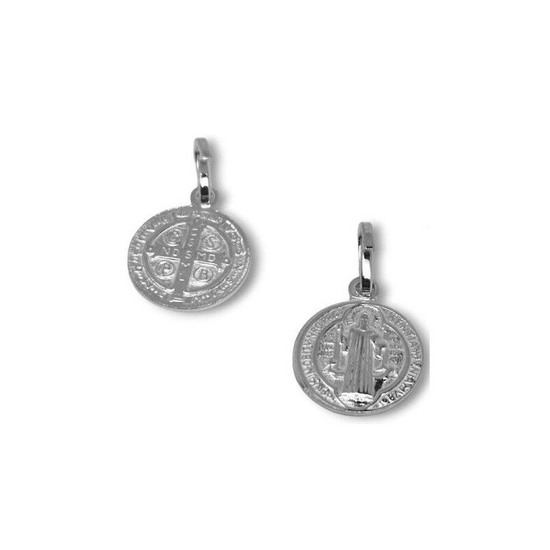 Amuleto Plata Medalla San Benito Mini (Reverso Cruz 1 cm)