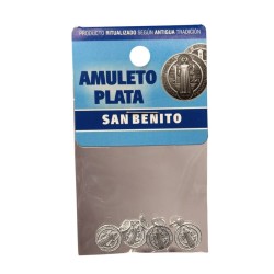 Amuleto Plata Medalla San Benito Mini (Reverso Cruz 1 cm)