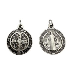 Amuleto Plata Medalla San Benito (Óxido) (Reverso Cruz 0.8