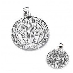 Amuleto Plata Medalla San Benito (Reverso Cruz 0.8 cm)