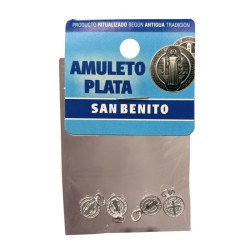 Amuleto Plata Medalla San Benito (Reverso Cruz 0.8 cm)