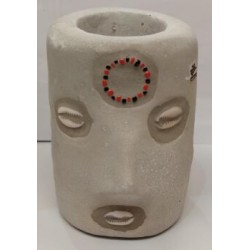 Sant. Cabeza Eleggua Cemento 1 cara simbolo Eleggua 14 cm