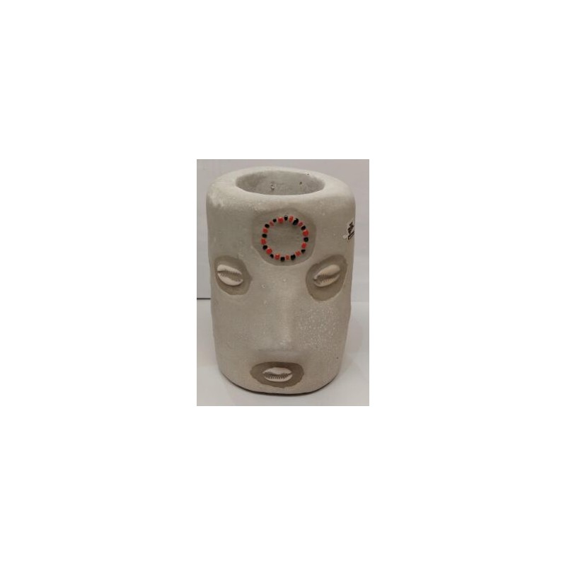 Sant. Cabeza Eleggua Cemento 1 cara simbolo Eleggua 14 cm