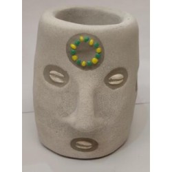 Sant. Cabeza Eleggua Cemento 1 cara simbolo Orula 10 cm