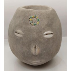 Sant. Cabeza Bola Eleggua Cemento 1 cara simbolo Orula 12