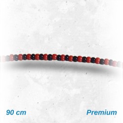 Collar Eleggua cuenta fina 1 x 1 (Negro-Rojo) (1 V) Premium