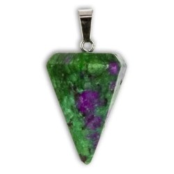 Pendulo Facetado Zoisita con Rubi