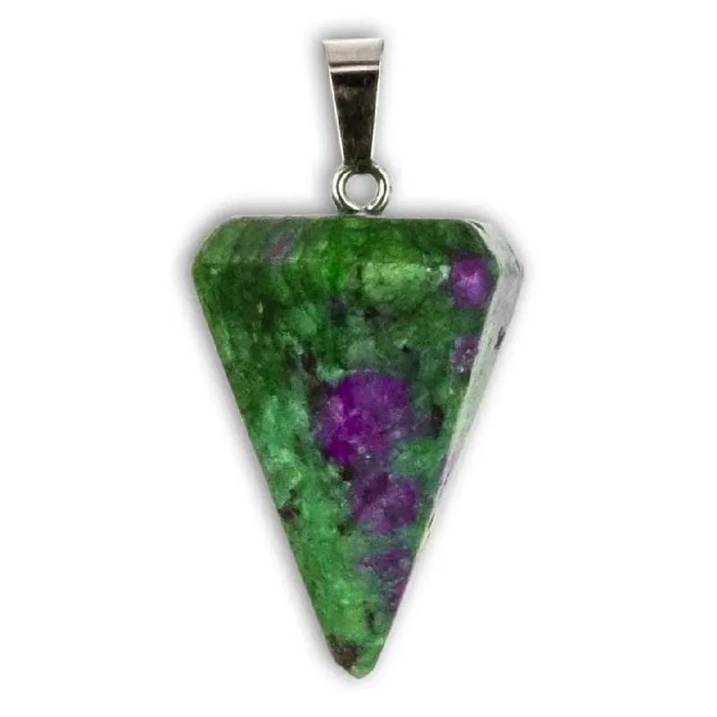 Pendulo Facetado Zoisita con Rubi