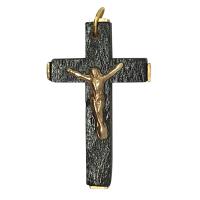 Cruz madera y metal con Cristo 4,5 cm reverso cruz en dorado