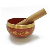 Cuenco tibetano laton rojo c/ acabados dorados Ø 10,5 cm - 500 g