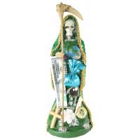 Imagen Santa Muerte Vestida 20 cm. (Verde) (c/ Amuleto Base) - Resina