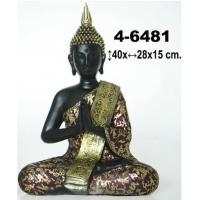 Buda Resina Negro/Oro Orando 40 x 28 x 15 cm.(HAS)