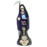 Imagen Santa Muerte 20 cm. (Negro) (Amuleto semillas) - Resina Extra