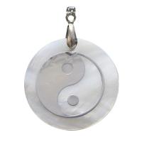 Amuleto Yin Yang 3 cm (Acero Plateado incrusado en Nacar) 