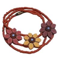 Collar Terracota 3 Flores (Rosa, Amarillo y Lila)